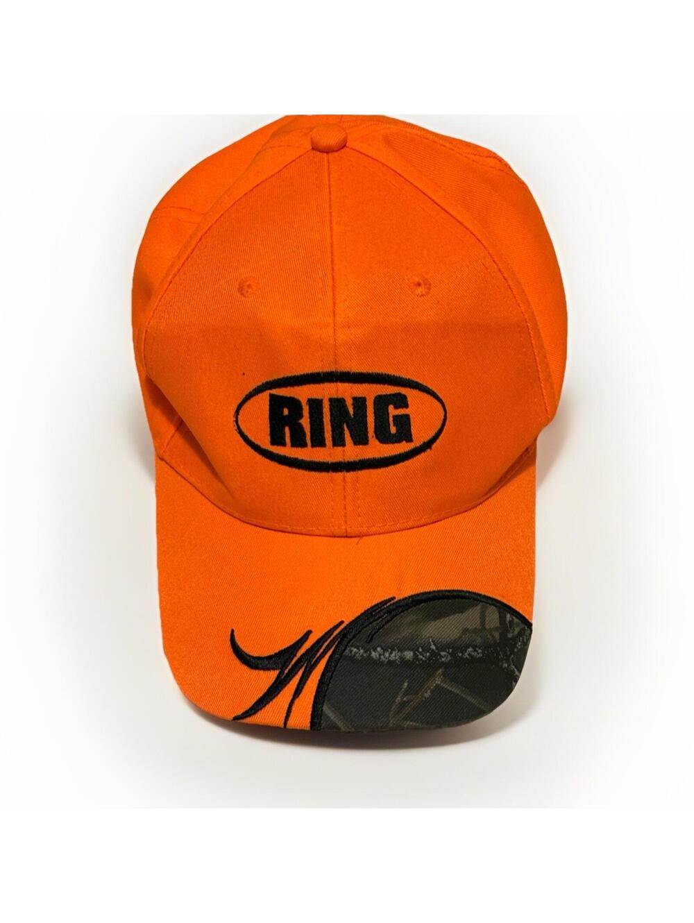 Ring Camo Hunting Baseball Cap Adjustable Size Bright Orange Camo